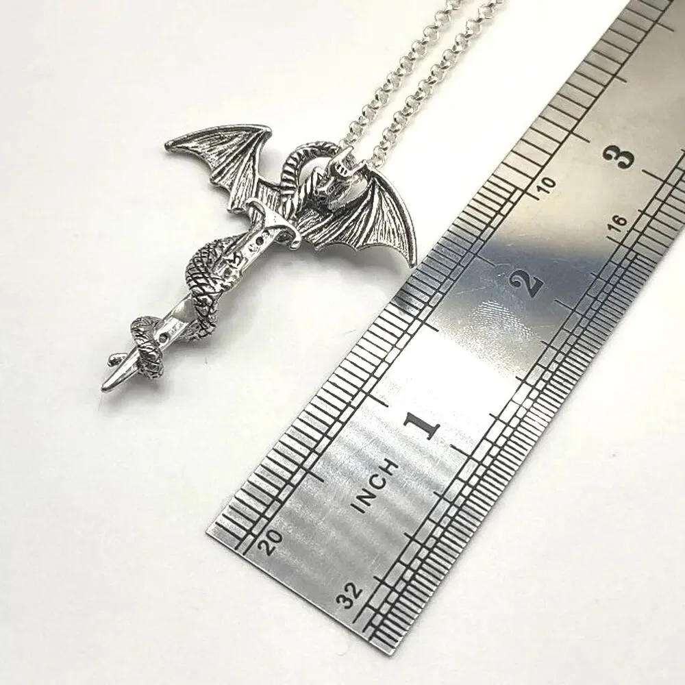 Dragon Sword Fantasy 925 Sterling Silver Necklace Valentine's Birthday Gift NEW